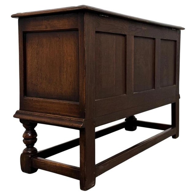 Brown Antique English Oak Blanket Box, 1900s For Sale - Image 8 of 11