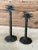 Pair Vintage Coastal Rustic Metal Palm Tree Staggering Candlestick Holders For Sale - Image 10 of 11