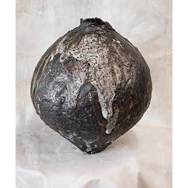 Shou Sugi Ban Moon Vase Handmade For Sale - Image 11 of 14