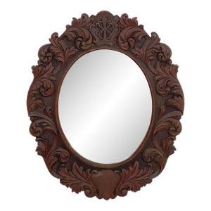 Black Forest Oval Beveled Mirror With Hand Carved Frame (H 25 1/2 X W 20 1/2)