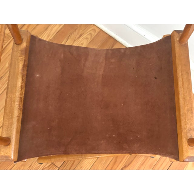 Brown 1980s American Suede Directors or Campaign X-Chair For Sale - Image 8 of 10