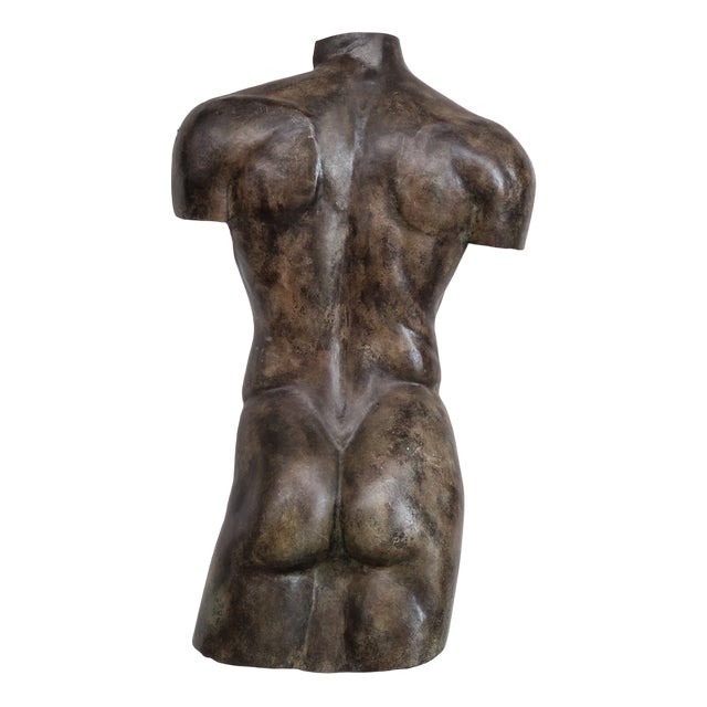 Large Patinated Brass Male Form Sculpture For Sale