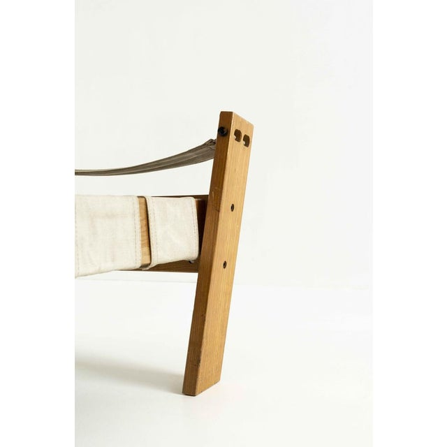 Set of Netherland Easy Chair in Pinewood & Canvas with Stool by John De Haard for Gebroeders Jonkers Noordwolde For Sale - Image 15 of 18