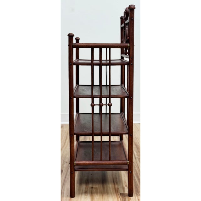 Wood Antique Mahogany Lyre Motif Bookshelf Etagere For Sale - Image 7 of 11