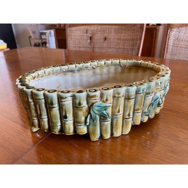Mid-Century Modern Mid-Century Bamboo Ceramic Planter For Sale - Image 3 of 10