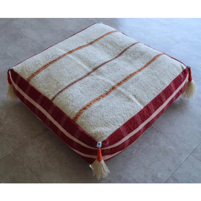 1970s Turkish Hand Woven Floor Pouf Cover For Sale - Image 5 of 8