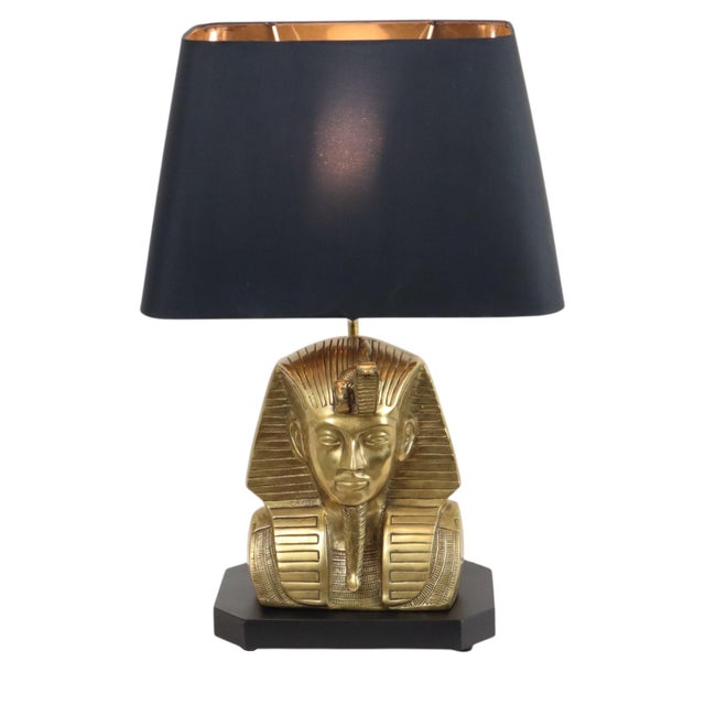 Mid-Century Modern Vintage Hollywood Regency Brass Pharaoh Table Lamp, 1960s For Sale - Image 3 of 18