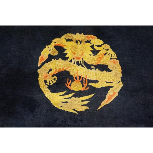 Chinese 1930s Blue Navy Dragon Traditional Antique Chinese Peking Rug 8' X 10'10" Rug For Sale - Image 3 of 9