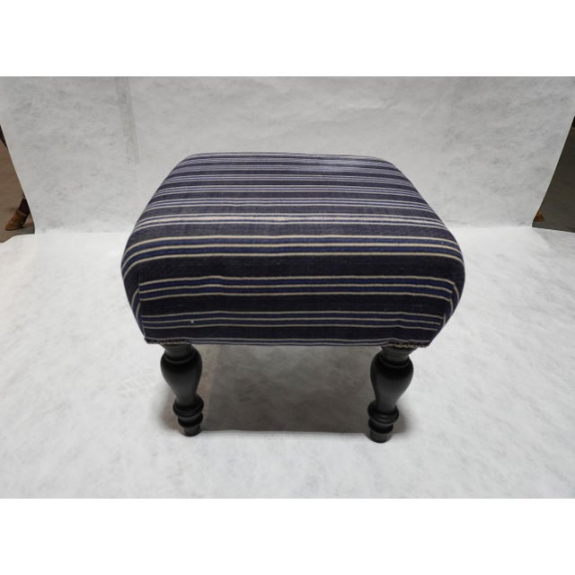 2020s Custom Stripped Brentwood Footstool by Rooms & Gardens For Sale - Image 5 of 12