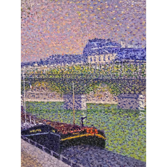 Textile Jean Vollet – Pont Des Arts, Paris – French Pointillist Oil Painting For Sale - Image 7 of 13