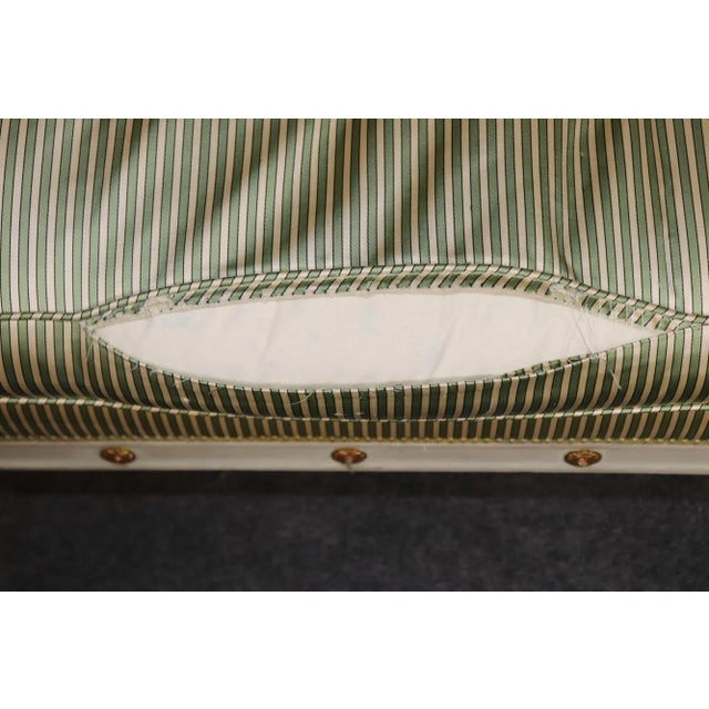 Fine Paint Decorated Gilt Over Red Bole Green Silk Maison Jansen Attr. Settee For Sale - Image 14 of 14