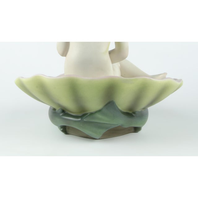 1930s Torino Glazed Porcelain Sculpture of Seated Venus on Shell Over Dolphins, Manufactured by Lenci, Italy For Sale - Image 6 of 8