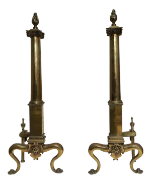 Antique English Fireplace Andirons - A Pair