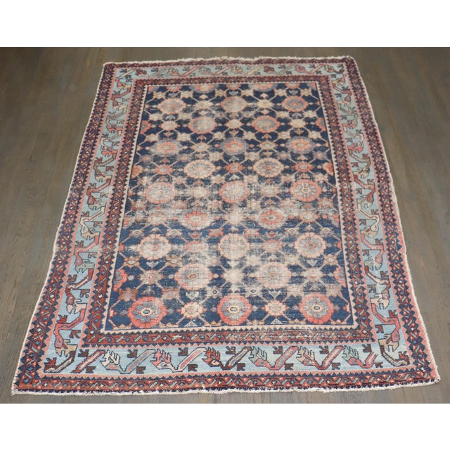 Early 20th Century Early 20th Century Worn Persian Mini Khani Malayer Rug - 4'4" x 6'2" For Sale - Image 5 of 7