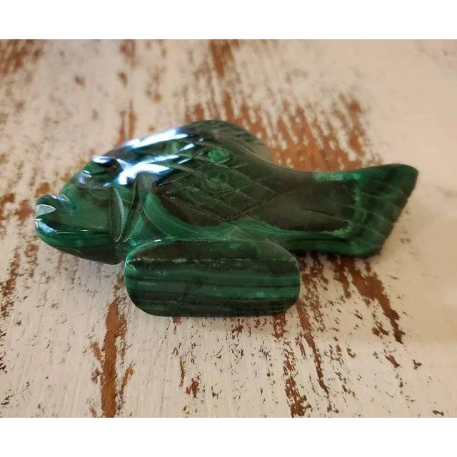 Malachite Carved & Polished Fish Shaped Stone For Sale In Dallas - Image 6 of 10