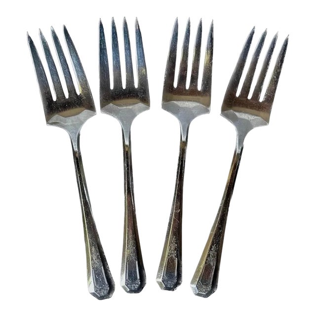 Vintage Silverplated Dessert Forks, S/4 For Sale