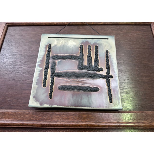 Brutalist Ceramic Art Tile Wall Sculpture or Relief with Abstract Motif, Germany, 1960s For Sale - Image 14 of 18