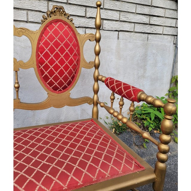Goldenrod Mid 20th Century Antique Victorian Gilded Window Bench, Loveseat, New Upholstery For Sale - Image 8 of 12