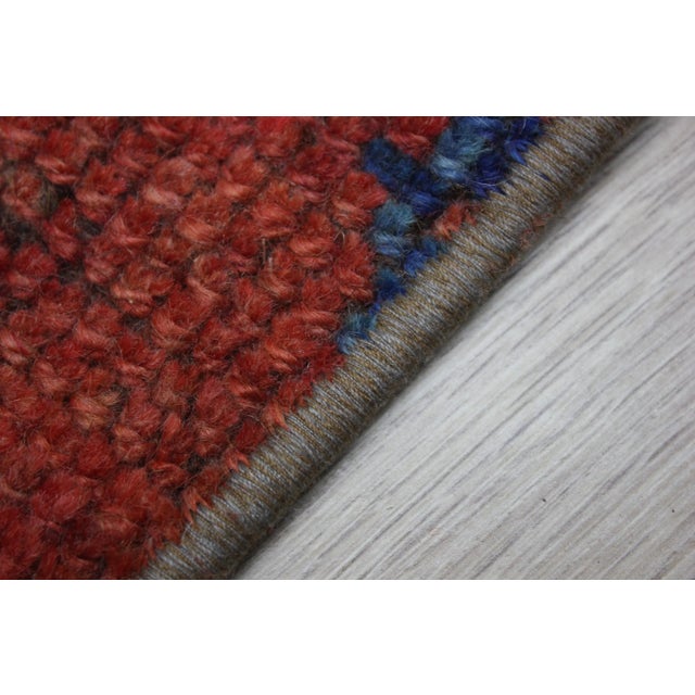 1960s Turkish Traditional Geometric Design Hand Knotted Small Red Oushak Rug For Sale - Image 9 of 13