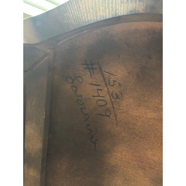 Beautiful accent table with pretty scallop in front under handy storage drawer. Cared for with a few blemishes which add...