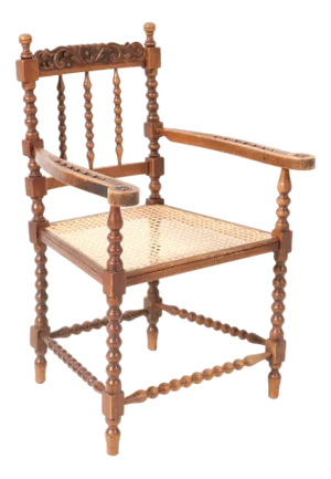 Jacobean Style Stained Beech Bobbin Armchair, 1900s