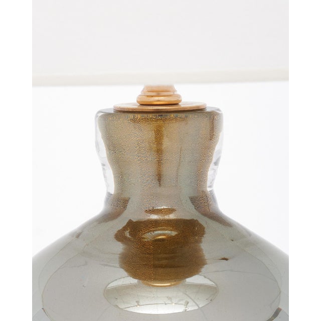 Alberto Donà Murano Glass Gray and Avventurina Lamps For Sale - Image 4 of 9