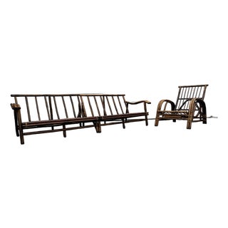 Vintage Ficks Reed Modular Rattan Sectional Sofa & Lounge Chair – 3 Piece Set For Sale