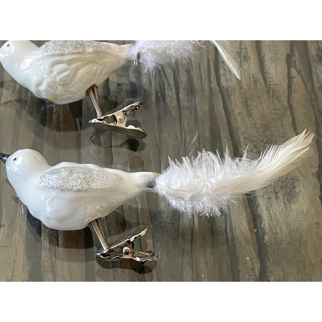 Shabby Chic 6 Vintage Glass Bird Clip on Ornaments For Sale - Image 3 of 4