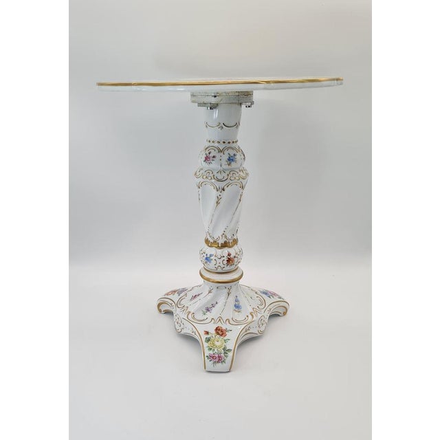 Rococo Mid-Century Porcelain Table with Hand-Painted Floral Decoration, Germany, 1970s For Sale - Image 3 of 13