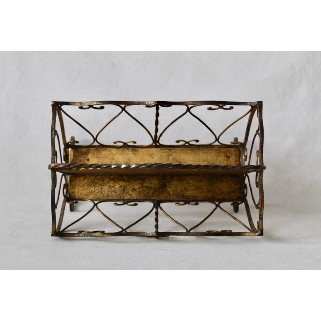 Vintage Florentine Italian Gilt Metal Magazine Rack For Sale - Image 11 of 12