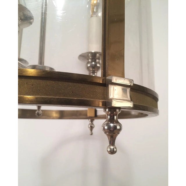 Neoclassical 1970s Neoclassical Brass, Silver and Rounded Lucite Lantern For Sale - Image 3 of 8