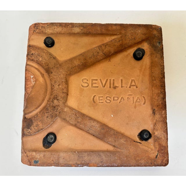 Antique Spanish Triana Tile, Seville Spain Mudejar Grotesque Motif For Sale - Image 4 of 11