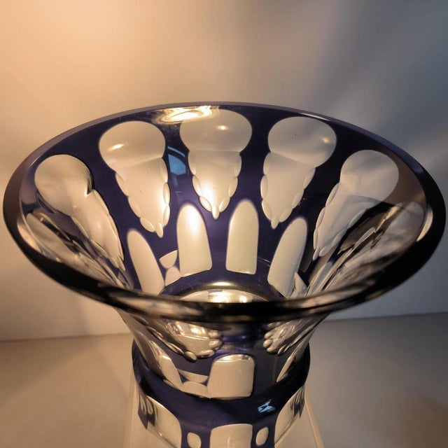 Art Deco Cut Glass Vase attributed to Johann Oertel for Carl Meltzer & Co., 1925 For Sale - Image 9 of 14