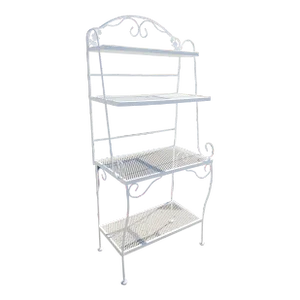 1970s Vintage Wrought Iron & Metal Mesh Bakers Rack