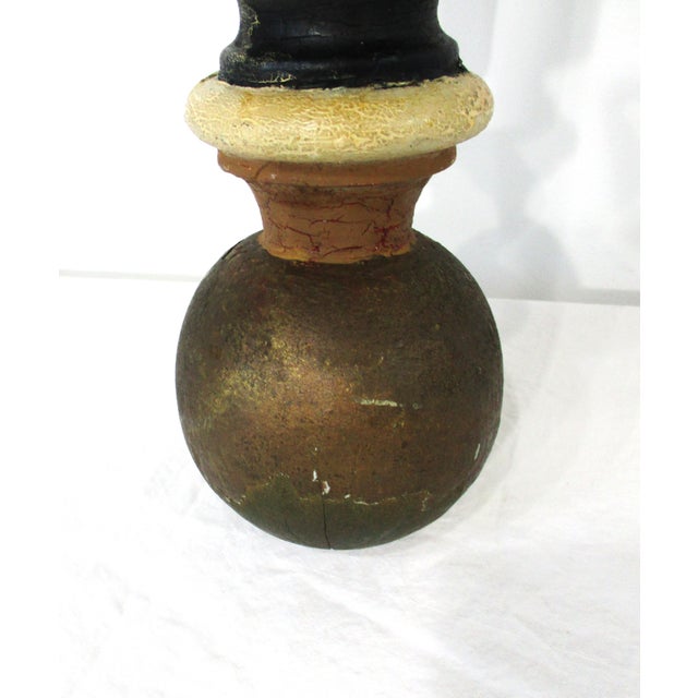 Antique White Vintage Folk Art Painted Small Barber Pole For Sale - Image 8 of 13