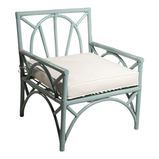 Blue-Gray Bamboo Armchairs from Vivai del Sud, 1980, Set of 2 For Sale