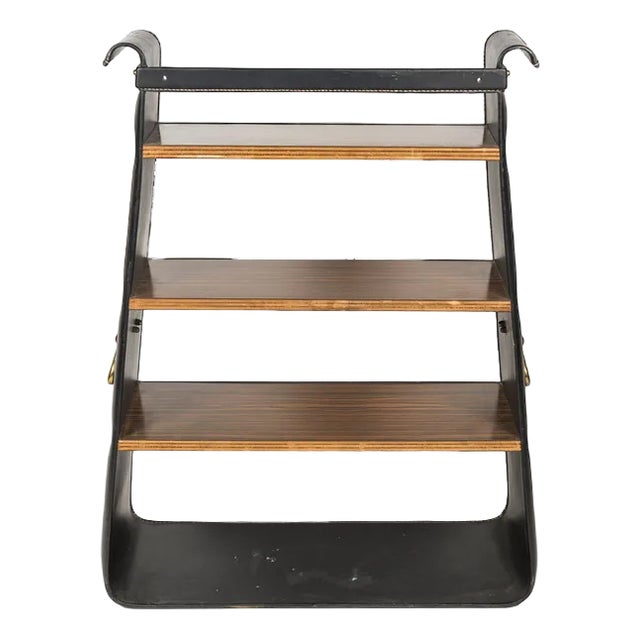 Leather Covered Shelf by Jacques Adnet, 1950 For Sale
