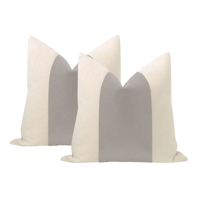 Not Yet Made - Made To Order 20" Dove Grey Mohair Panel + Linen Pillows - a Pair For Sale - Image 5 of 5