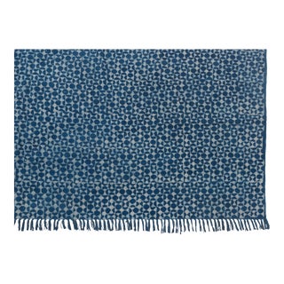 Blue Indigo Hand Woven Bohemian Cotton Flatweave Kilim Rug, Boho Blue Rug 5x8 Ft. For Sale