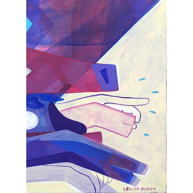 Blue Cecilia Beaven Contemporary Abstract Orange, Purple, and Blue Biomorphic Animal Figure Painting, 21st Century For Sale - Image 8 of 11