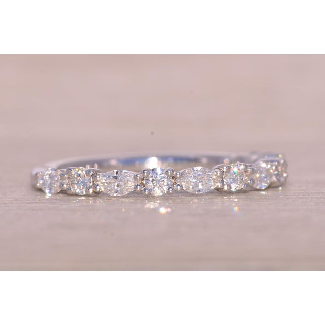 Silver The Tutu: Gabriel and Company Marquise and Round Brilliant Cut Natural Diamond Band in White Gold For Sale - Image 8 of 11