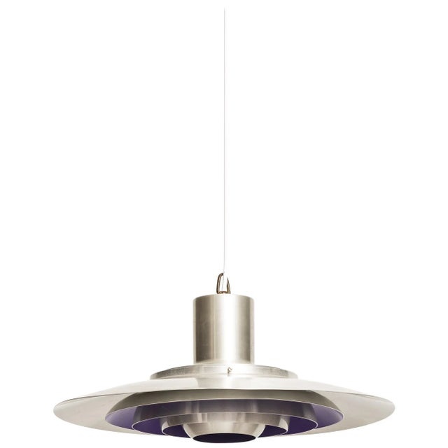Silver Danish Ceiling Lamp by Preben Fabricius & Jørgen Kastholm for Nordisk Solar, 1960s For Sale - Image 8 of 8