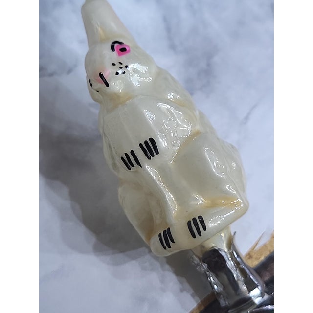 Mid-Century Modern Mid-Century European Glass Rabbit Clip Ornament For Sale - Image 3 of 10