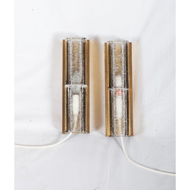 Mid-Century Glass and Brass Sconces from Vitrika, 1966, Set of 2 For Sale - Image 10 of 10