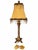 Ornate Gold-Tone Barley-Twist Buffet Lamp With Fringed Shade For Sale - Image 4 of 11