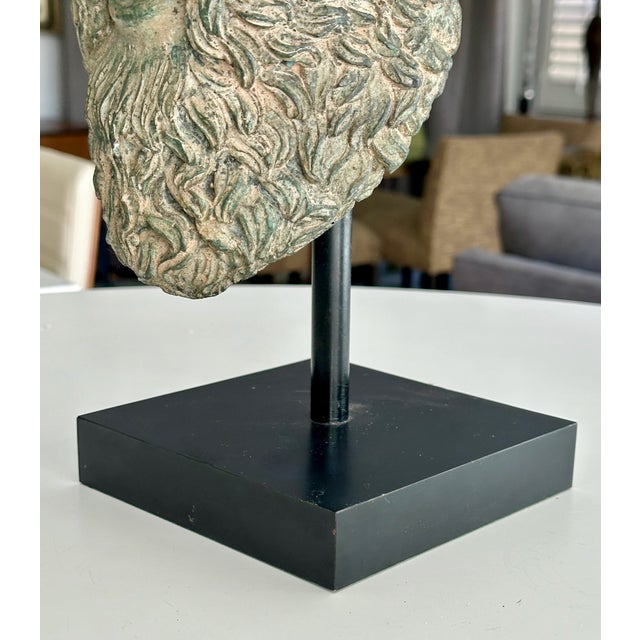 Vintage Patinated Bronze Bust Greek Scholar For Sale - Image 16 of 17