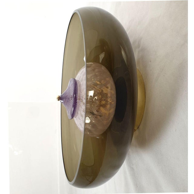 Pair of 1990s Brown Glass Mid-Century Modern Sconces For Sale In Dallas - Image 6 of 12