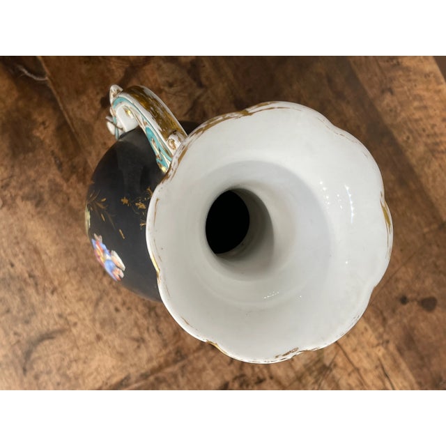 Black Pair of Antique Black Gilded Basalt Neoclassical Vases For Sale - Image 8 of 12