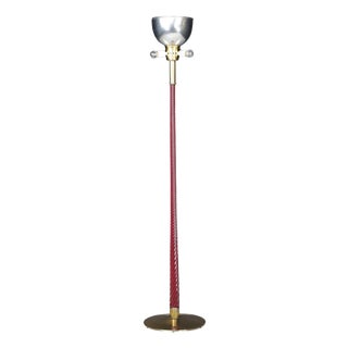 Floor Lamp in Brass and Ruby Glass Rod from J.T. Kalmar, Austria, 1960s For Sale