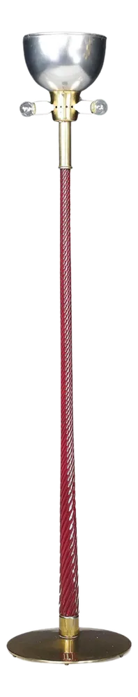 Floor Lamp in Brass and Ruby Glass Rod from J.T. Kalmar, Austria, 1960s